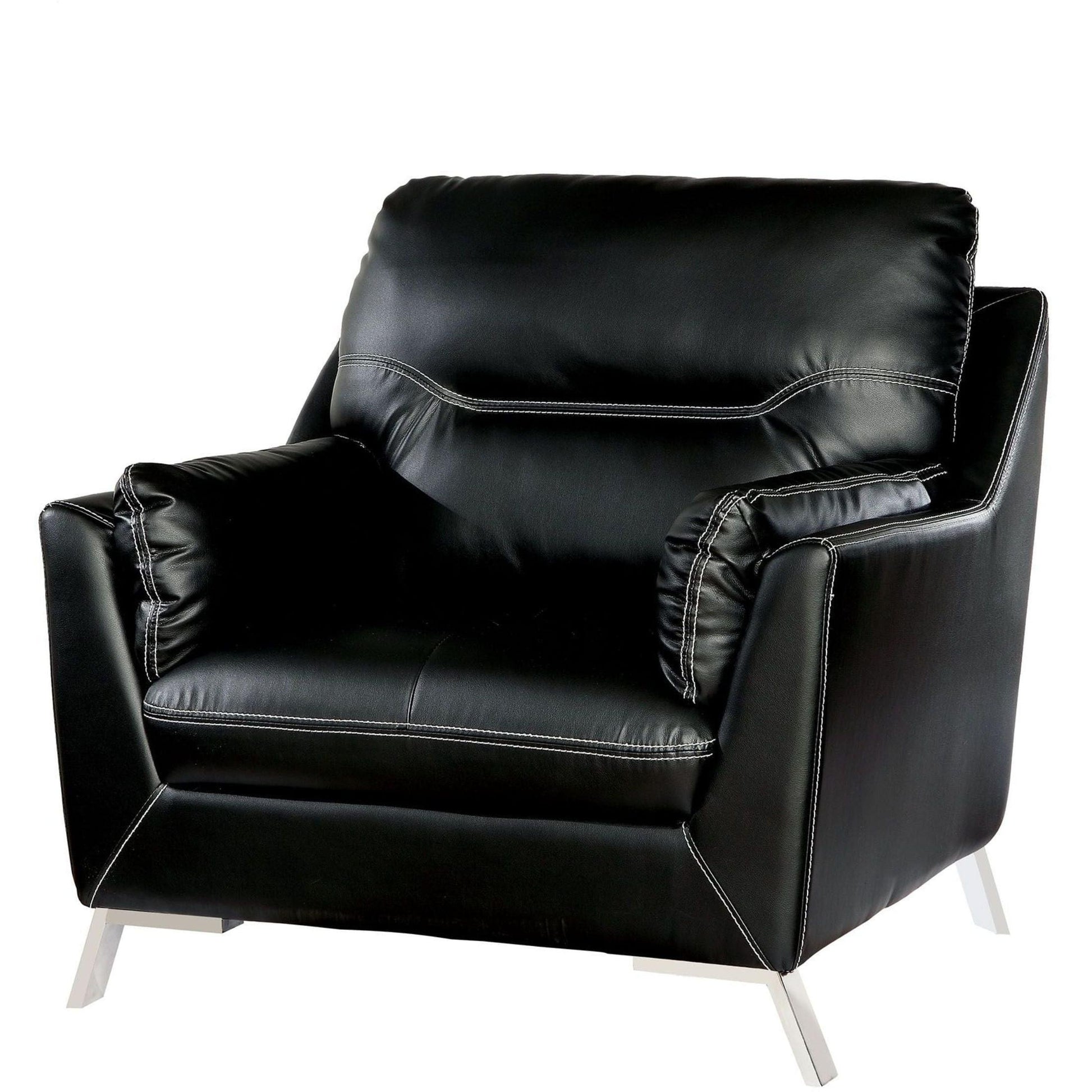  Furniture of America Nichola Stationary Leatherette Chair CM6008BK-CH IMAGE 1