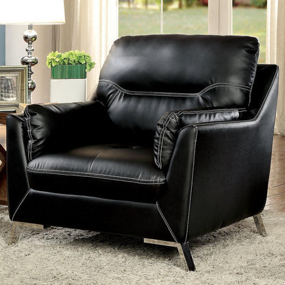  Furniture of America Nichola Stationary Leatherette Chair CM6008BK-CH IMAGE 3