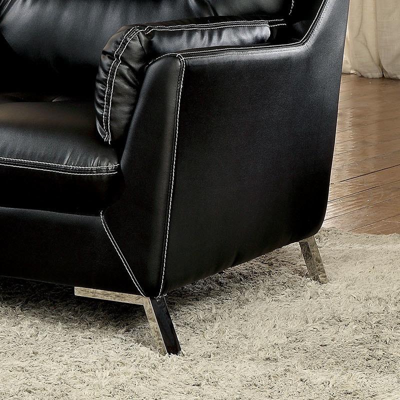  Furniture of America Nichola Stationary Leatherette Chair CM6008BK-CH IMAGE 5