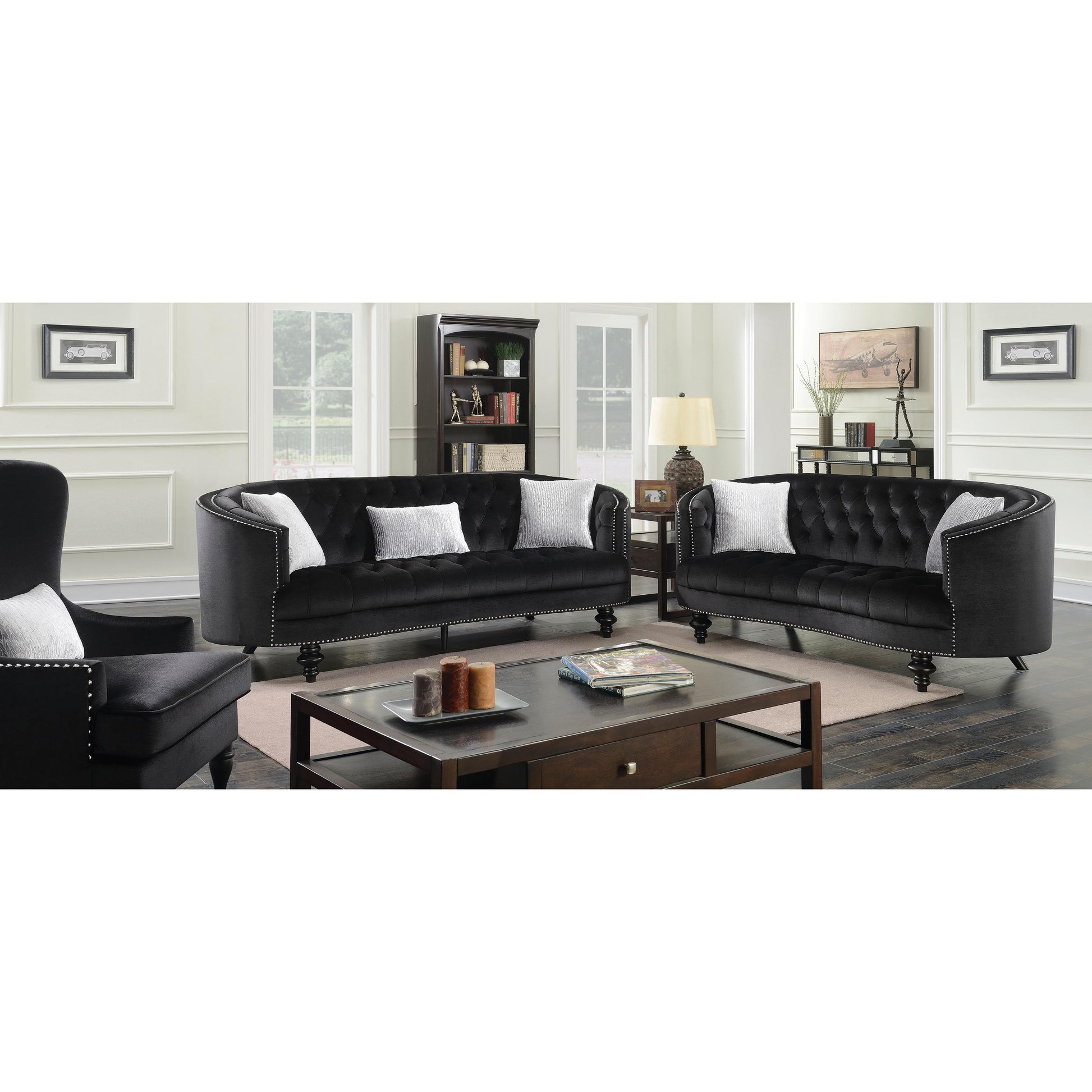  Furniture of America Manuela Stationary Fabric Loveseat CM6145BK-LV IMAGE 3