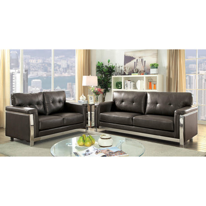  Furniture of America Nanette Stationary Leather Look Sofa CM6425GY-SF IMAGE 6