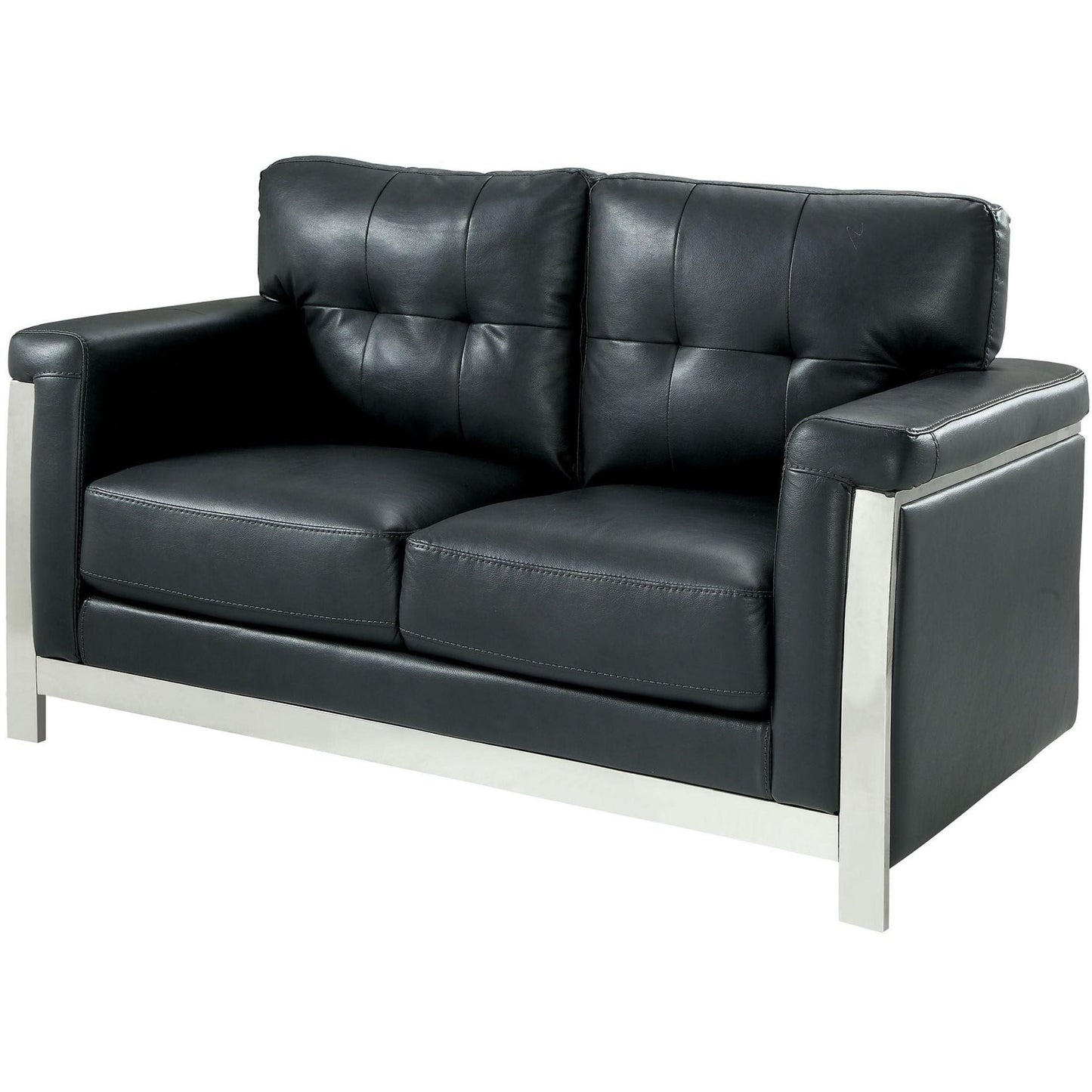  Furniture of America Nanette Stationary Leather Look Loveseat CM6425GY-LV IMAGE 1