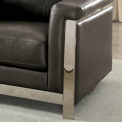  Furniture of America Nanette Stationary Leather Look Loveseat CM6425GY-LV IMAGE 4