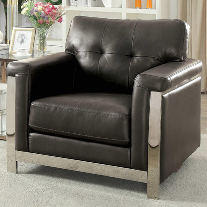  Furniture of America Nanette Stationary Leather Look Chair CM6425GY-CH IMAGE 3
