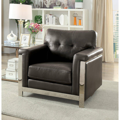  Furniture of America Nanette Stationary Leather Look Chair CM6425GY-CH IMAGE 4