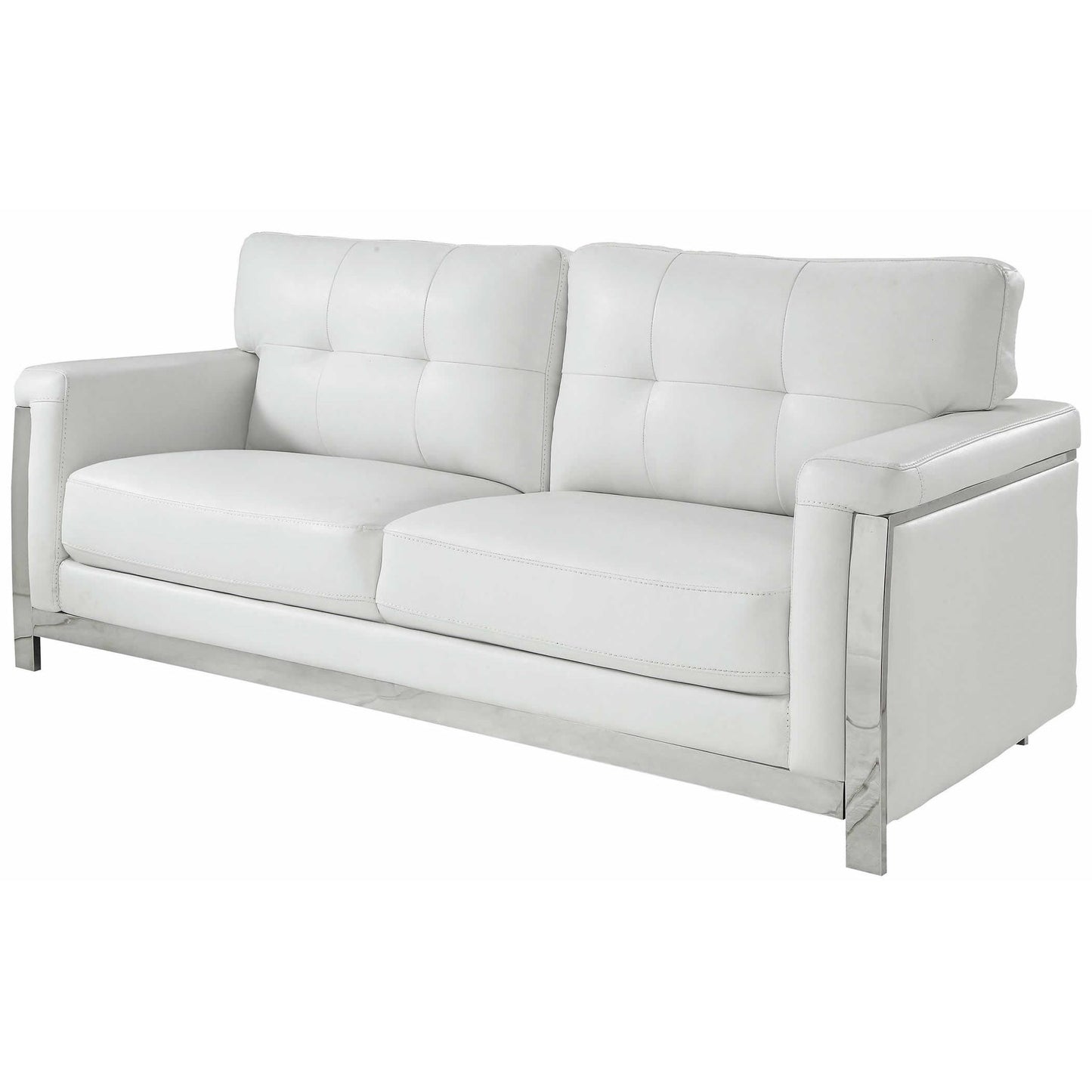  Furniture of America Nanette Stationary Leather Look Sofa CM6425WH-SF IMAGE 1