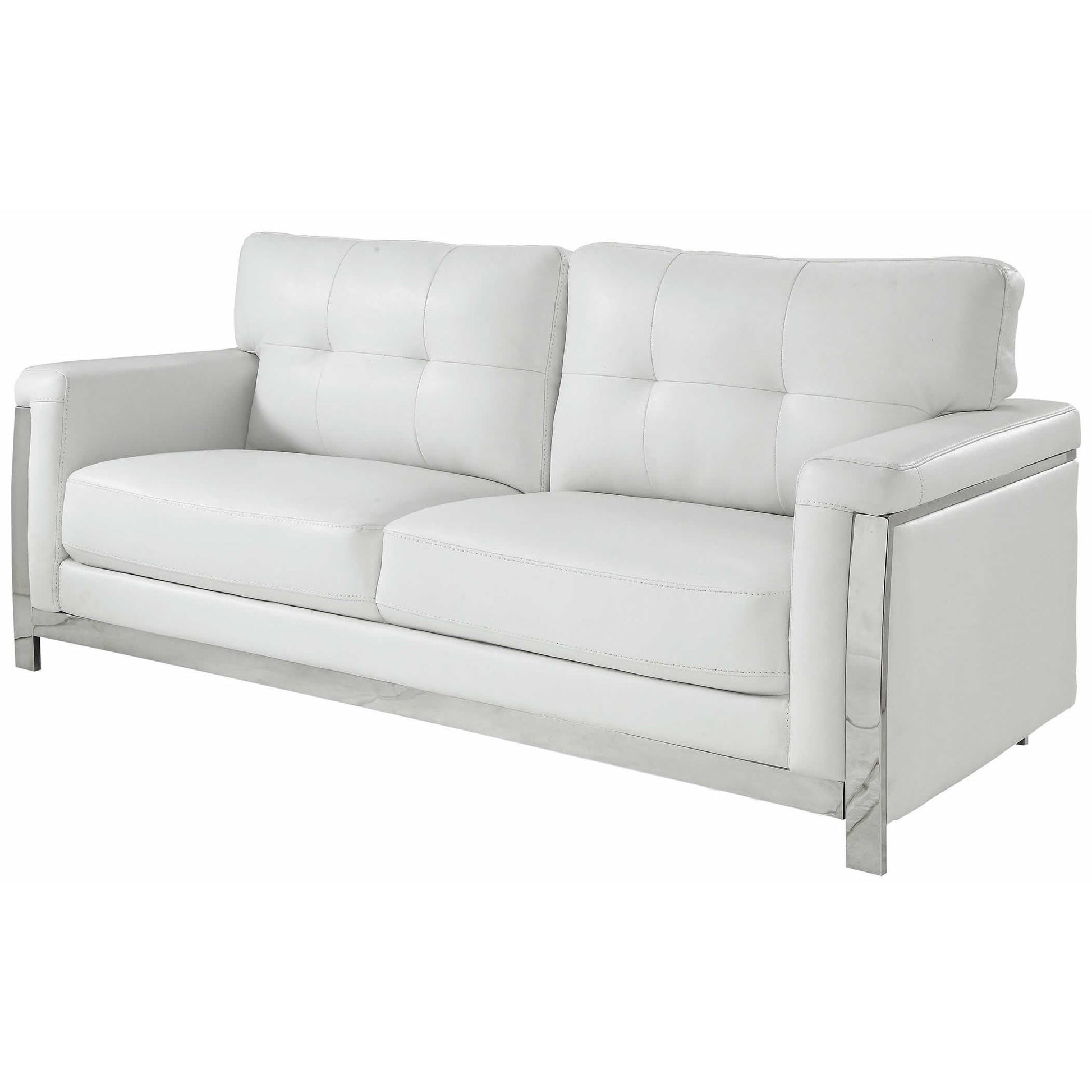  Furniture of America Nanette Stationary Leather Look Sofa CM6425WH-SF IMAGE 1