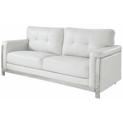  Furniture of America Nanette Stationary Leather Look Sofa CM6425WH-SF IMAGE 1