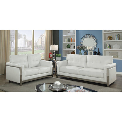  Furniture of America Nanette Stationary Leather Look Sofa CM6425WH-SF IMAGE 5