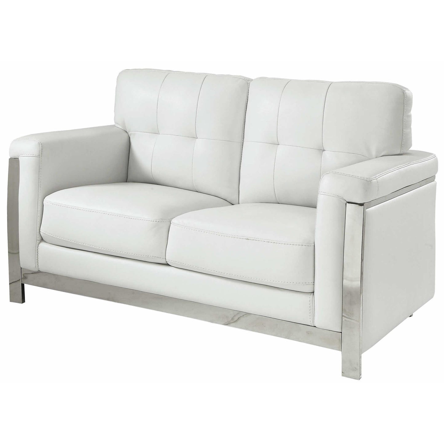  Furniture of America Nanette Stationary Leather Look Loveseat CM6425WH-LV IMAGE 1