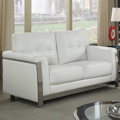  Furniture of America Nanette Stationary Leather Look Loveseat CM6425WH-LV IMAGE 2