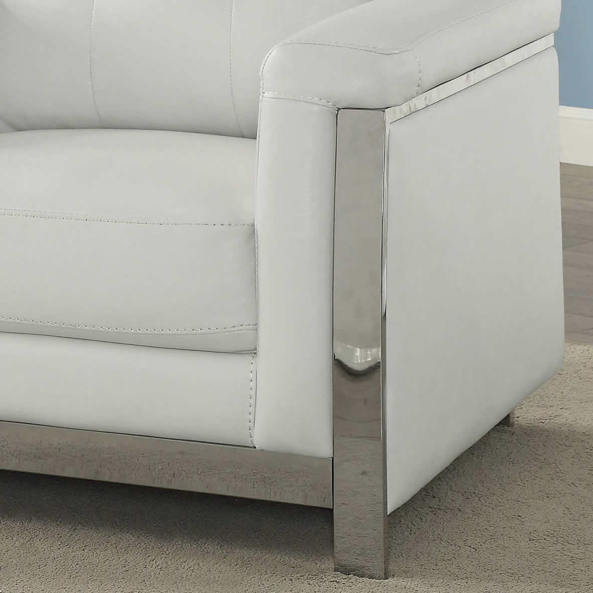  Furniture of America Nanette Stationary Leather Look Loveseat CM6425WH-LV IMAGE 3