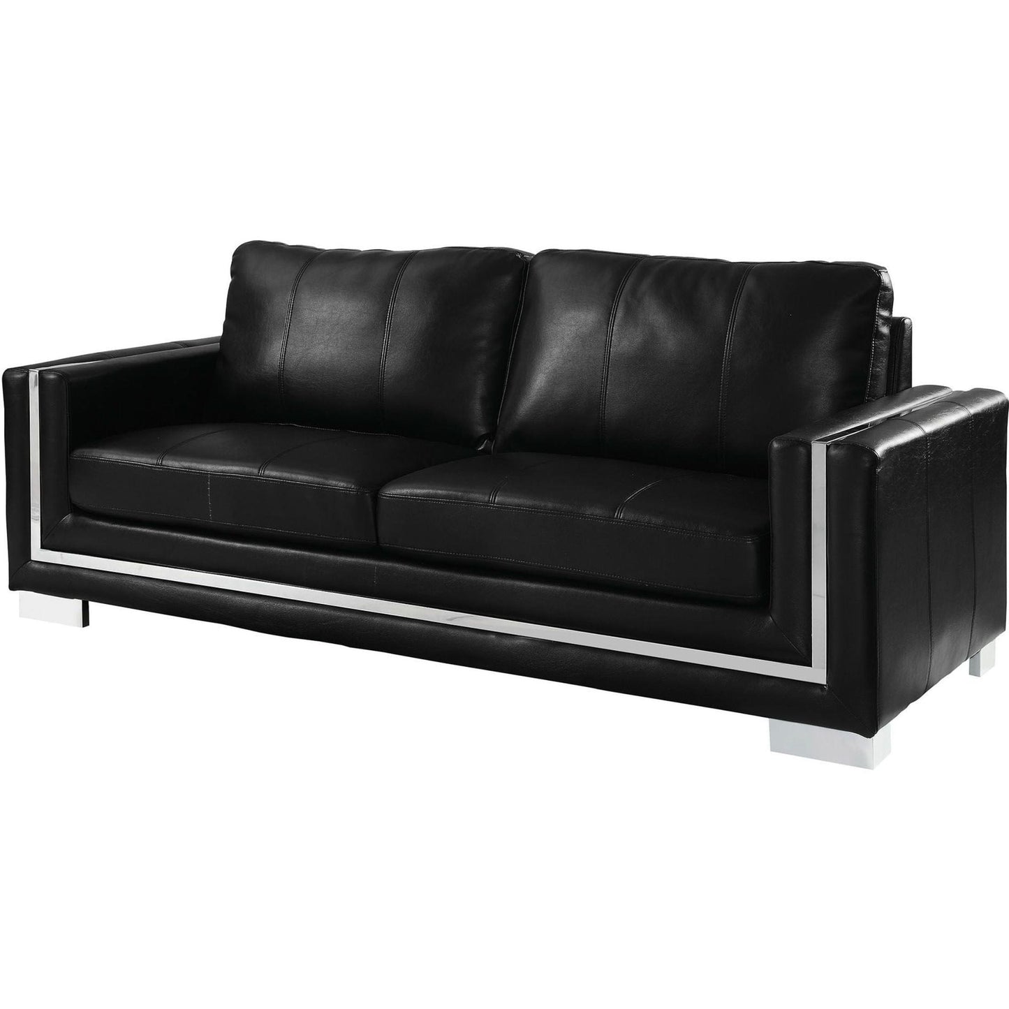  Furniture of America Perla Stationary Leather Look Sofa CM6424BK-SF IMAGE 1