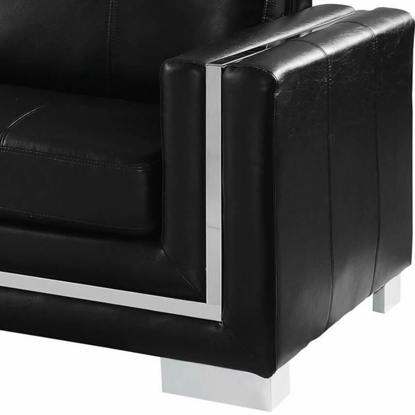  Furniture of America Perla Stationary Leather Look Sofa CM6424BK-SF IMAGE 3