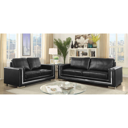  Furniture of America Perla Stationary Leather Look Sofa CM6424BK-SF IMAGE 5