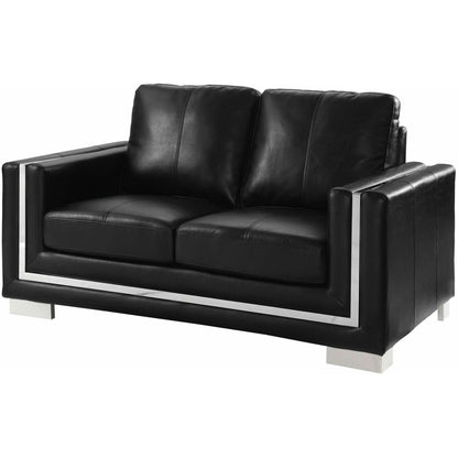  Furniture of America Perla Stationary Leather Look Loveseat CM6424BK-LV IMAGE 1