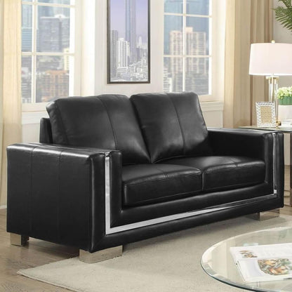  Furniture of America Perla Stationary Leather Look Loveseat CM6424BK-LV IMAGE 2