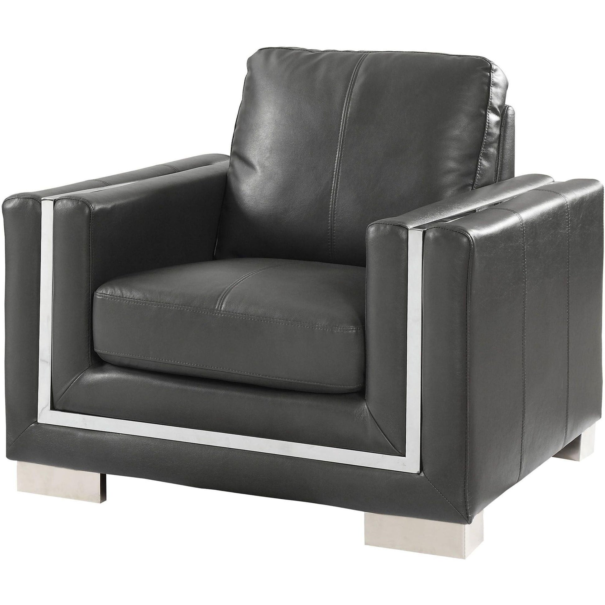  Furniture of America Perla Stationary Leather Look Chair CM6424GY-CH IMAGE 1
