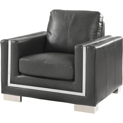  Furniture of America Perla Stationary Leather Look Chair CM6424GY-CH IMAGE 1