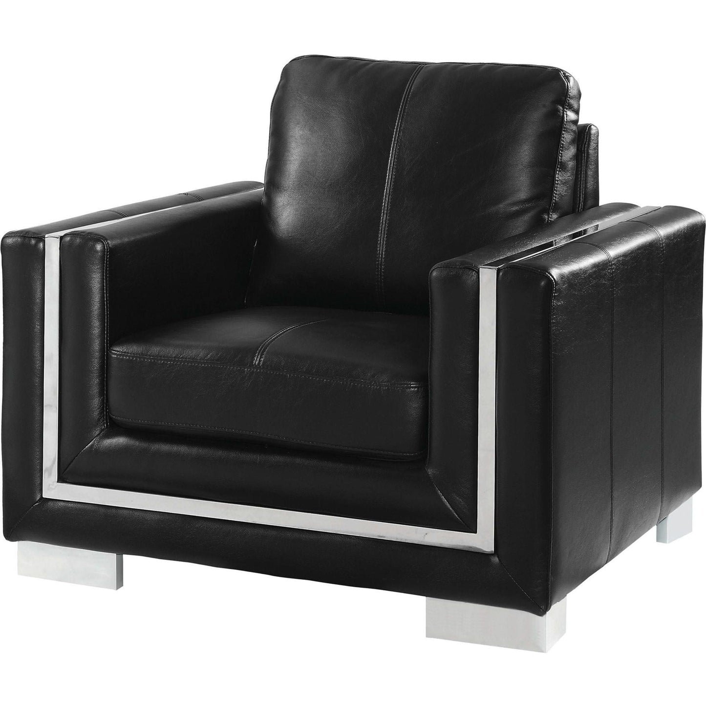  Furniture of America Perla  Stationary Leather Look Chair CM6424BK-CH IMAGE 1