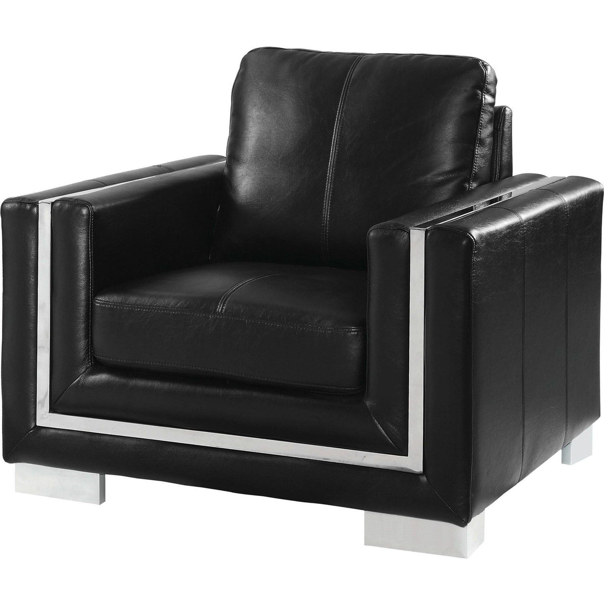  Furniture of America Perla  Stationary Leather Look Chair CM6424BK-CH IMAGE 1