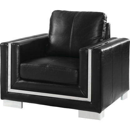  Furniture of America Perla  Stationary Leather Look Chair CM6424BK-CH IMAGE 1
