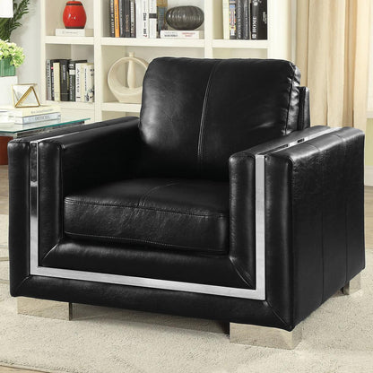  Furniture of America Perla  Stationary Leather Look Chair CM6424BK-CH IMAGE 2