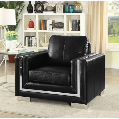  Furniture of America Perla  Stationary Leather Look Chair CM6424BK-CH IMAGE 6