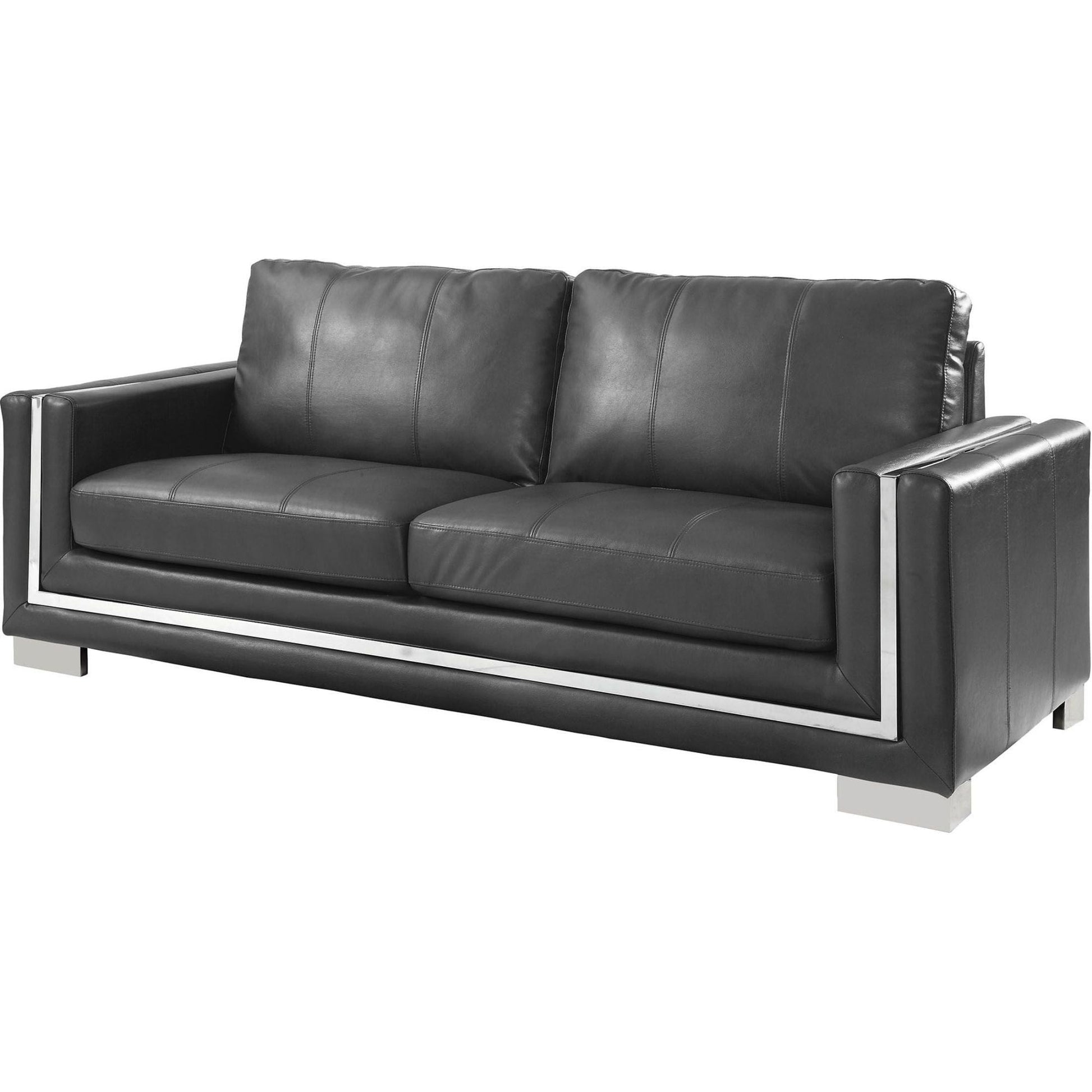  Furniture of America Perla Stationary Leather Look Sofa CM6424GY-SF IMAGE 1