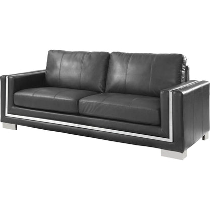  Furniture of America Perla Stationary Leather Look Sofa CM6424GY-SF IMAGE 1