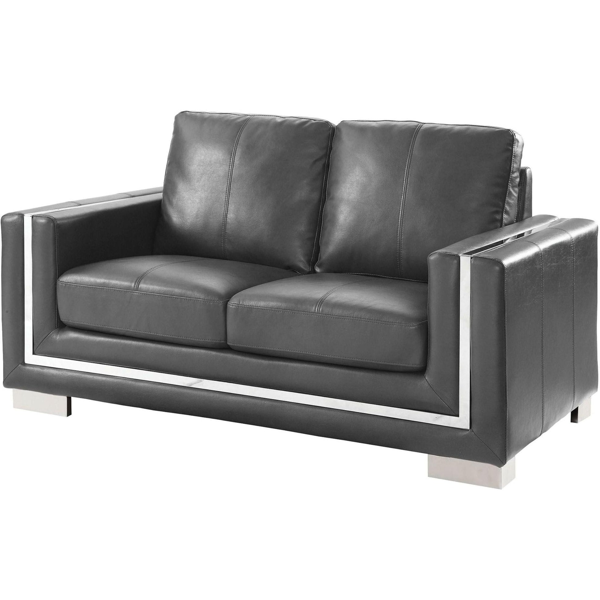  Furniture of America Perla Stationary Leather Look Loveseat CM6424GY-LV IMAGE 1