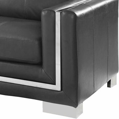  Furniture of America Perla Stationary Leather Look Loveseat CM6424GY-LV IMAGE 3