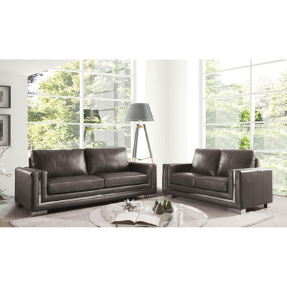  Furniture of America Perla Stationary Leather Look Loveseat CM6424GY-LV IMAGE 6