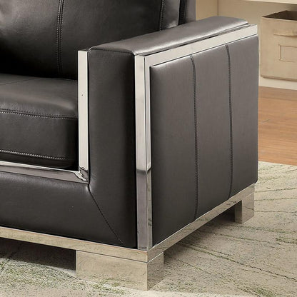  Furniture of America Monika Stationary Leather Look Sofa CM6423GY-SF IMAGE 3