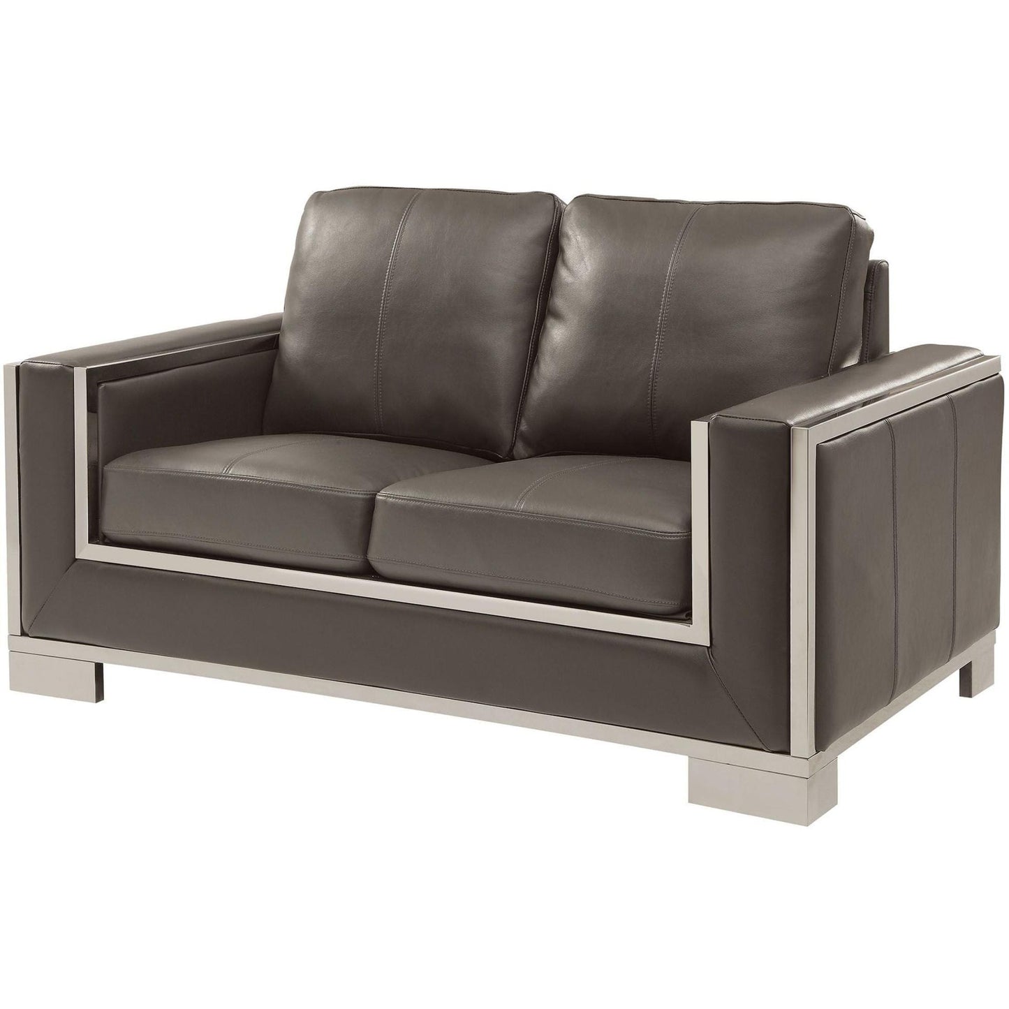  Furniture of America Monika Stationary Leather Look Loveseat CM6423GY-LV IMAGE 1
