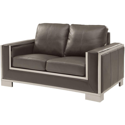  Furniture of America Monika Stationary Leather Look Loveseat CM6423GY-LV IMAGE 1