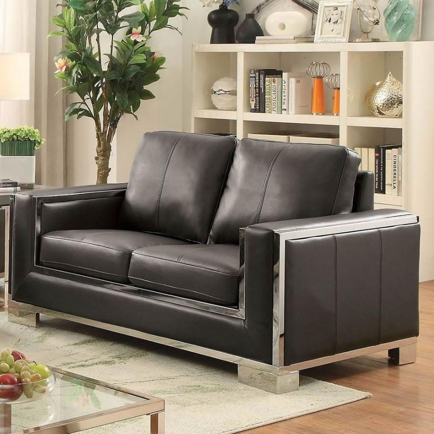  Furniture of America Monika Stationary Leather Look Loveseat CM6423GY-LV IMAGE 2