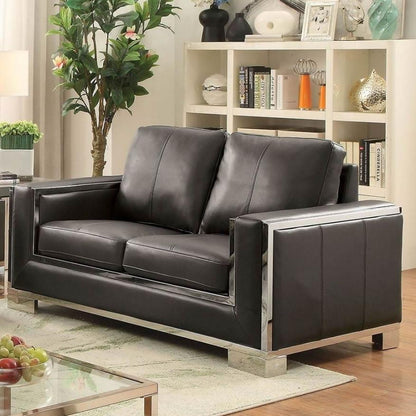 Furniture of America Monika Stationary Leather Look Loveseat CM6423GY-LV IMAGE 2
