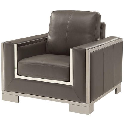  Furniture of America Monika Stationary Leather Look Chair CM6423GY-CH IMAGE 1