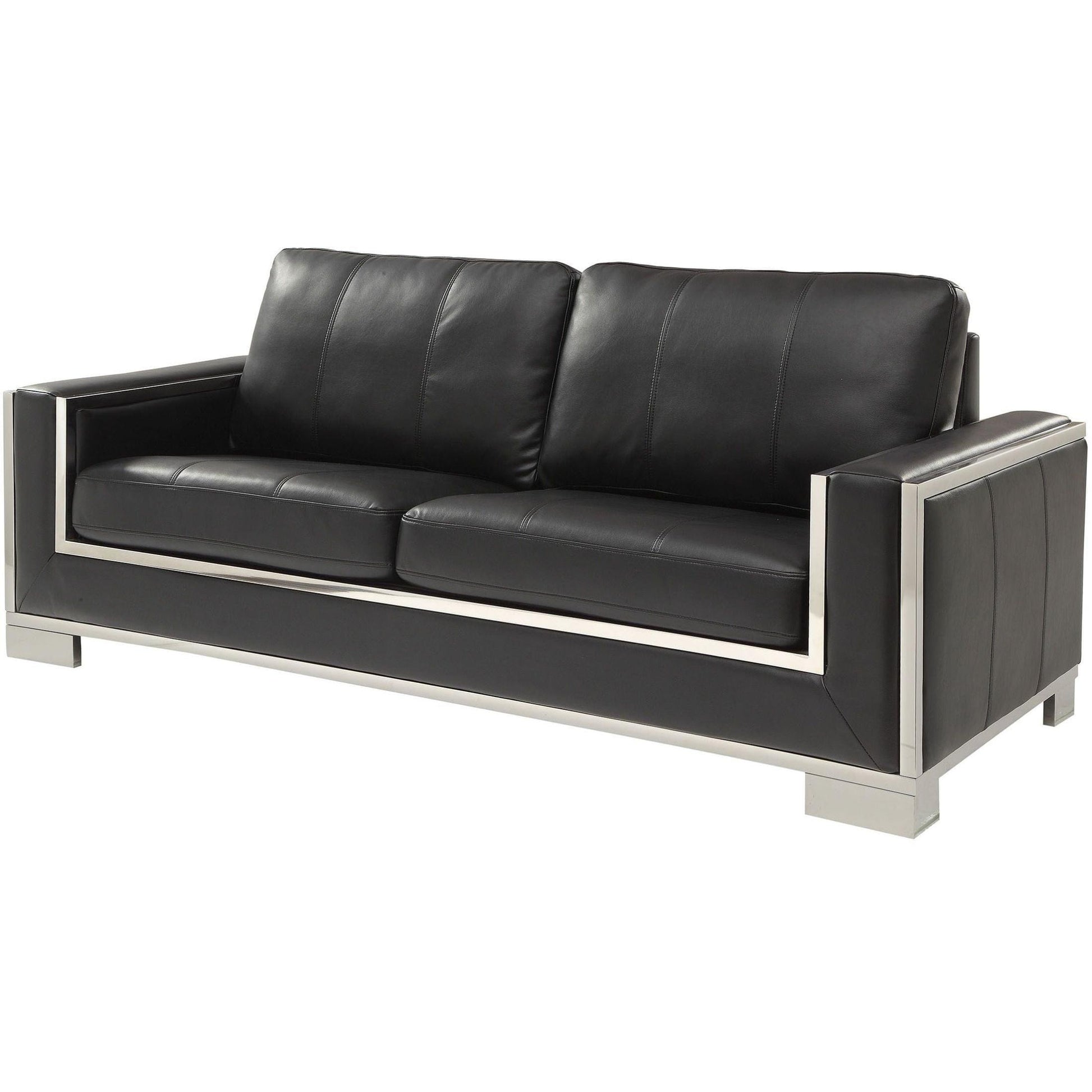  Furniture of America Monika Stationary Leather Look Sofa CM6423BK-SF IMAGE 1
