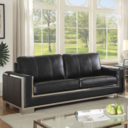  Furniture of America Monika Stationary Leather Look Sofa CM6423BK-SF IMAGE 2