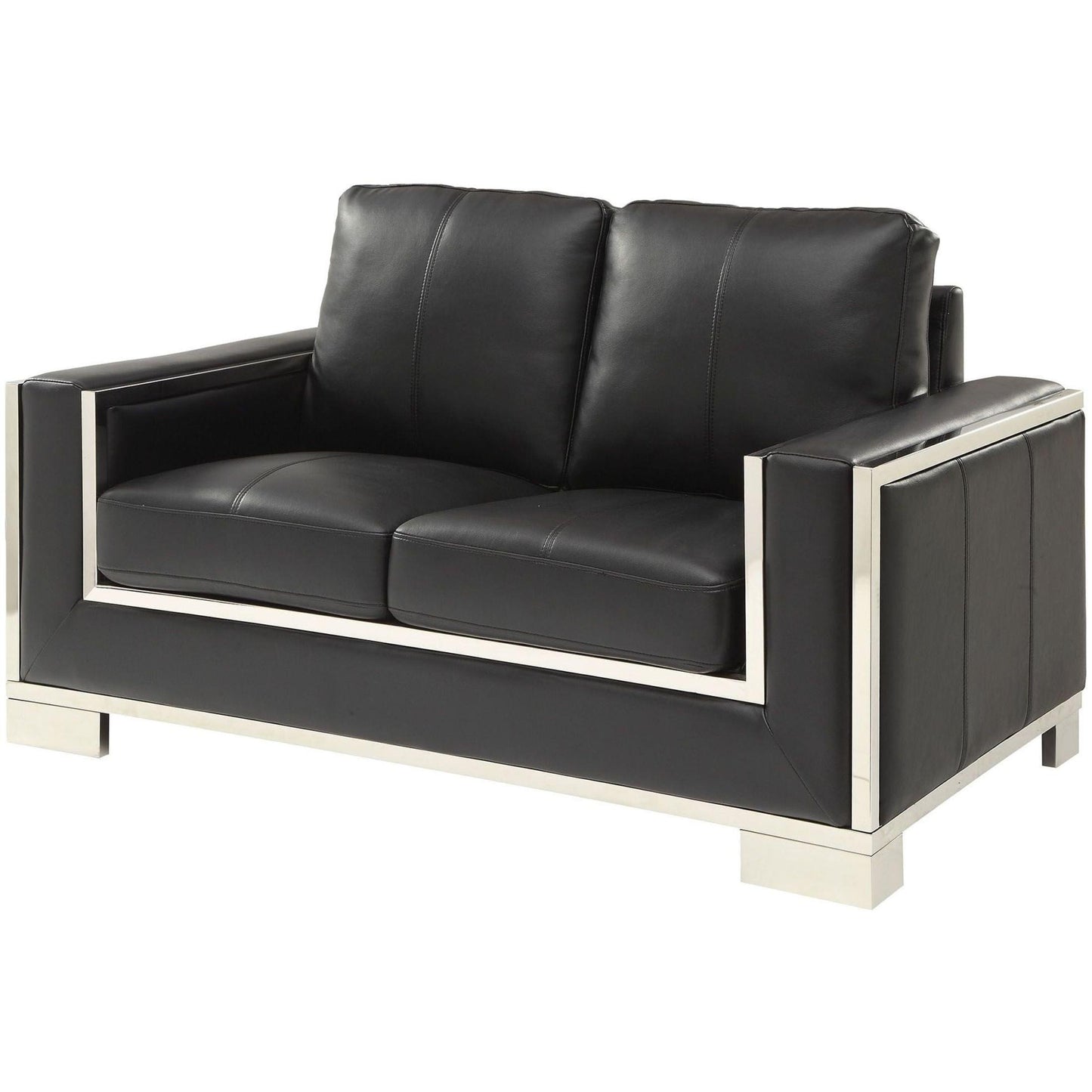  Furniture of America Monika Stationary Leather Look Loveseat CM6423BK-LV IMAGE 1
