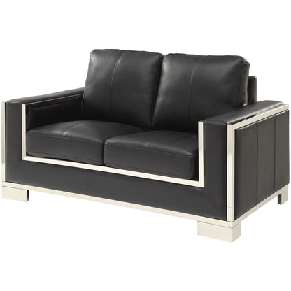  Furniture of America Monika Stationary Leather Look Loveseat CM6423BK-LV IMAGE 1