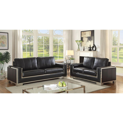  Furniture of America Monika Stationary Leather Look Loveseat CM6423BK-LV IMAGE 5