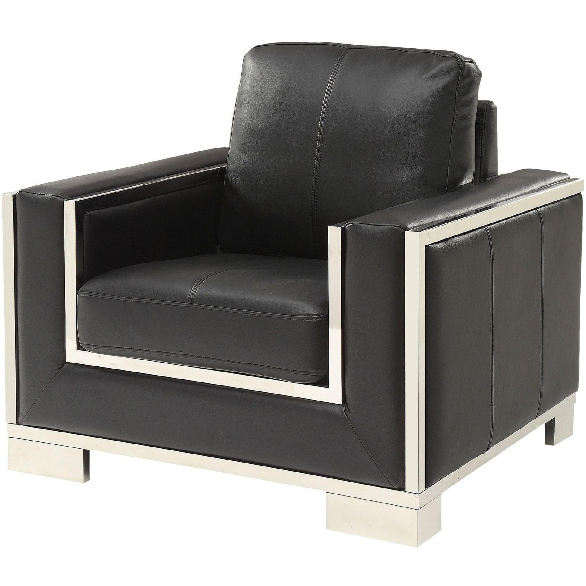  Furniture of America Monika Stationary Leather Look Chair CM6423BK-CH IMAGE 1