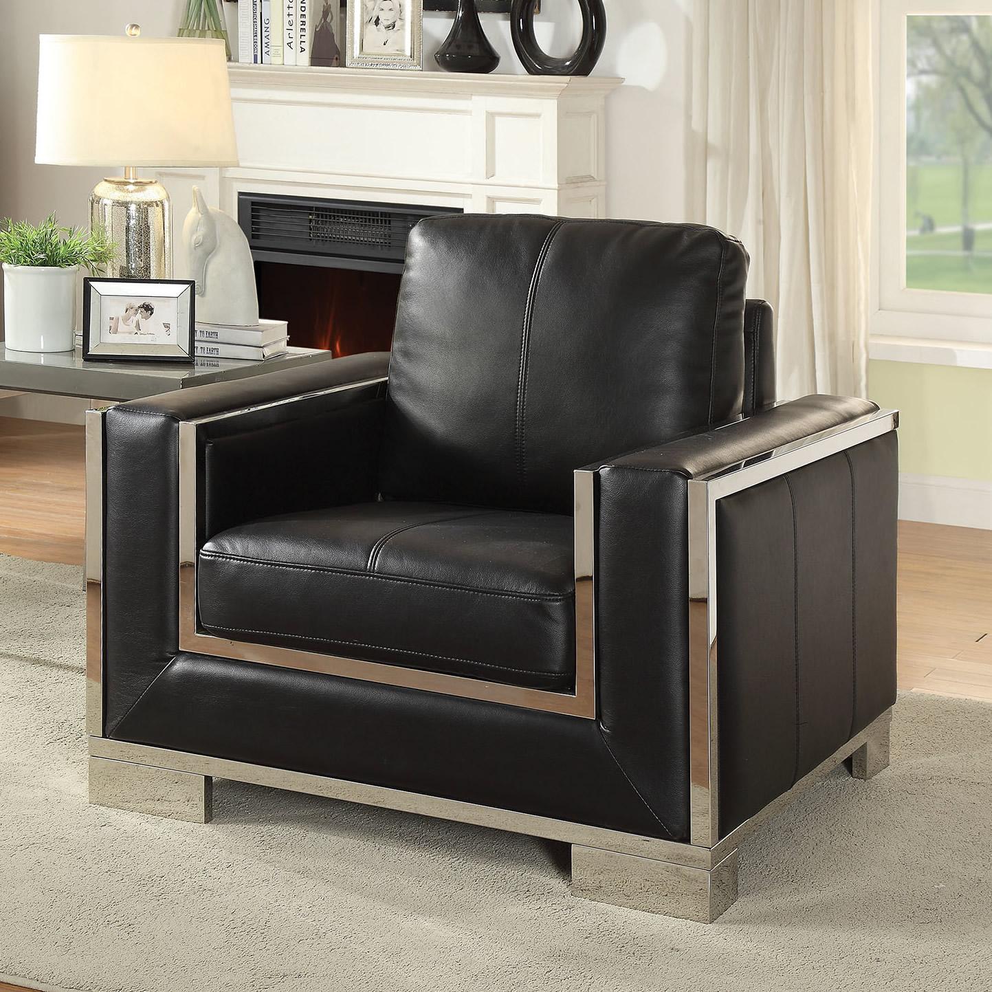  Furniture of America Monika Stationary Leather Look Chair CM6423BK-CH IMAGE 2