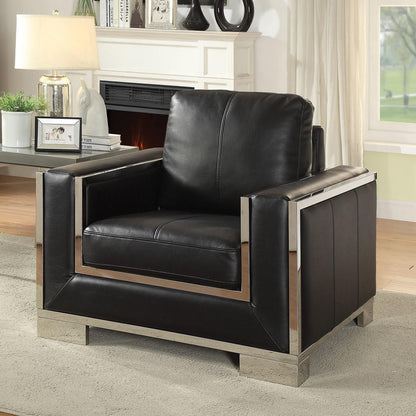  Furniture of America Monika Stationary Leather Look Chair CM6423BK-CH IMAGE 2