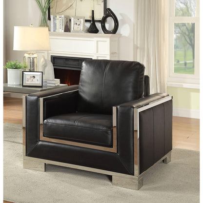  Furniture of America Monika Stationary Leather Look Chair CM6423BK-CH IMAGE 3