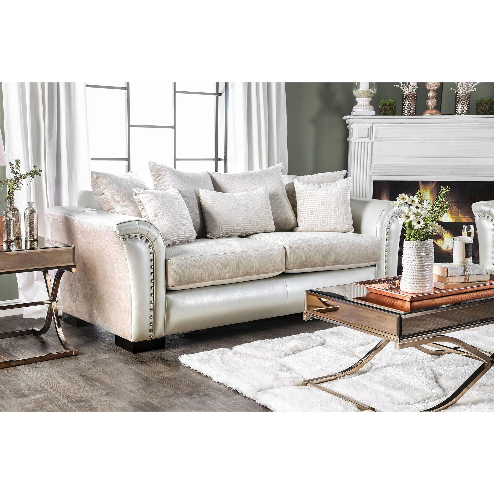  Furniture of America Benigno Stationary Fabric Sofa SM6411-SF IMAGE 2