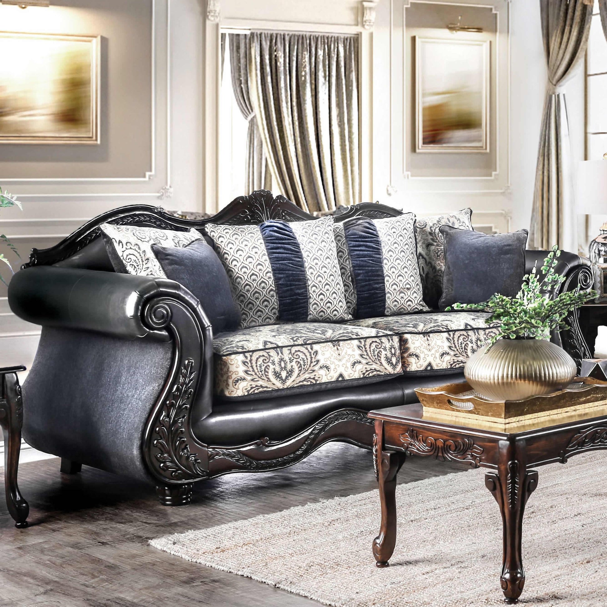  Furniture of America Amadeo Stationary Fabric Sofa SM6403-SF IMAGE 1